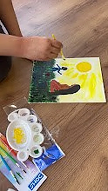Painting workshop, a sunset on paper