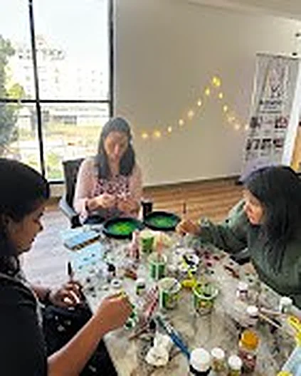 Resin art workshop in progress