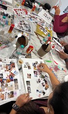 Vision board workshop with magazine cut-outs on a table, Baner, Pune